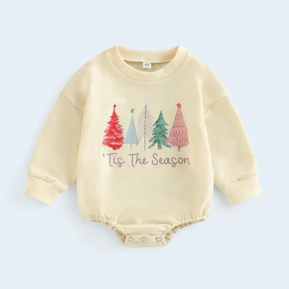 "Tis the Season" Baby Christmas Onesie Bubble Romper